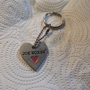 Joe Boxer Silver Heart Keychain with Red Accent
